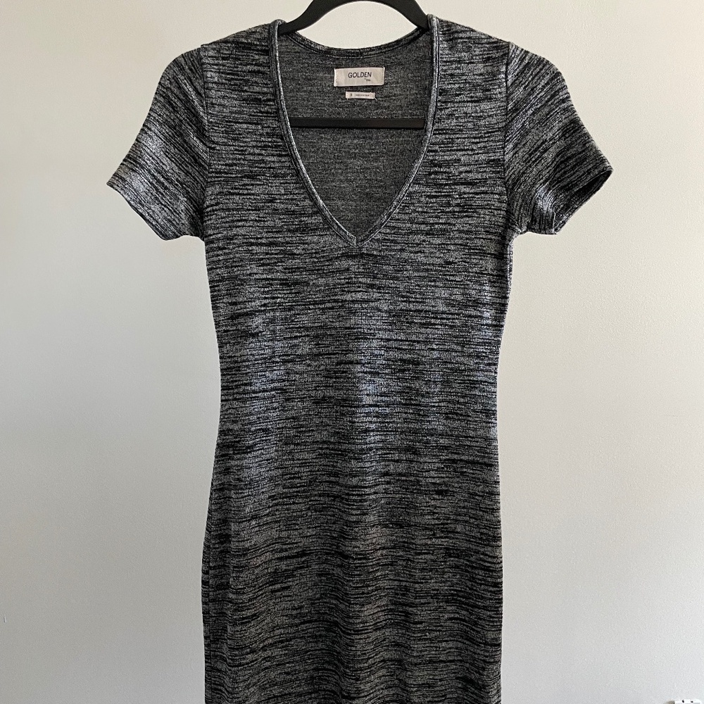 Golden by TNA Grey V-Neck Mini Dress